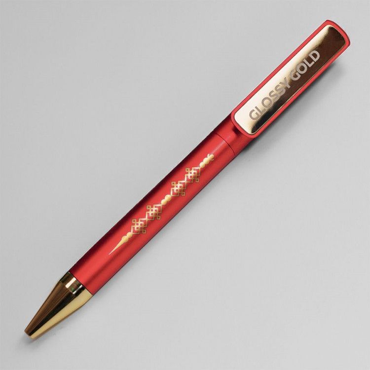  Ручка шариковая GLOSSY GOLD, красный, золотистый - фото от ХочуДарю
