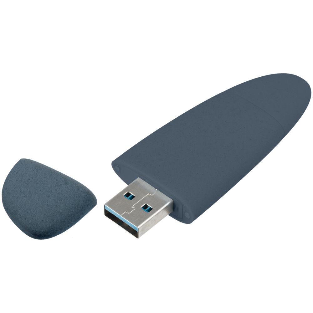 Флешка Pebble Type-C, USB 3.0, серо-синяя, 16 Гб - фото от интернет-магазина подарков Хочу Дарю