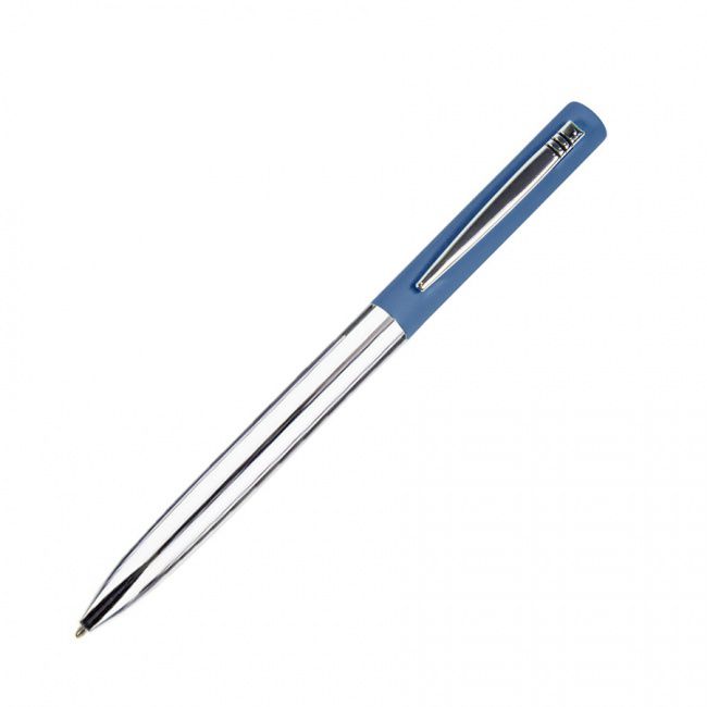 CLIPPER, ручка шариковая, синий/хром, металл, покрытие soft touch - фото от интернет-магазина подарков ХочуДарю