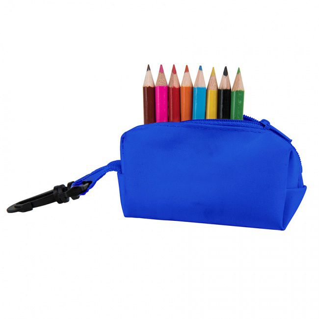 Набор цветных карандашей (8шт) с точилкой MIGAL в чехле, синий, 4,5х10х4 см, дерево, полиэстер - фото от интернет-магазина подарков Хочу Дарю