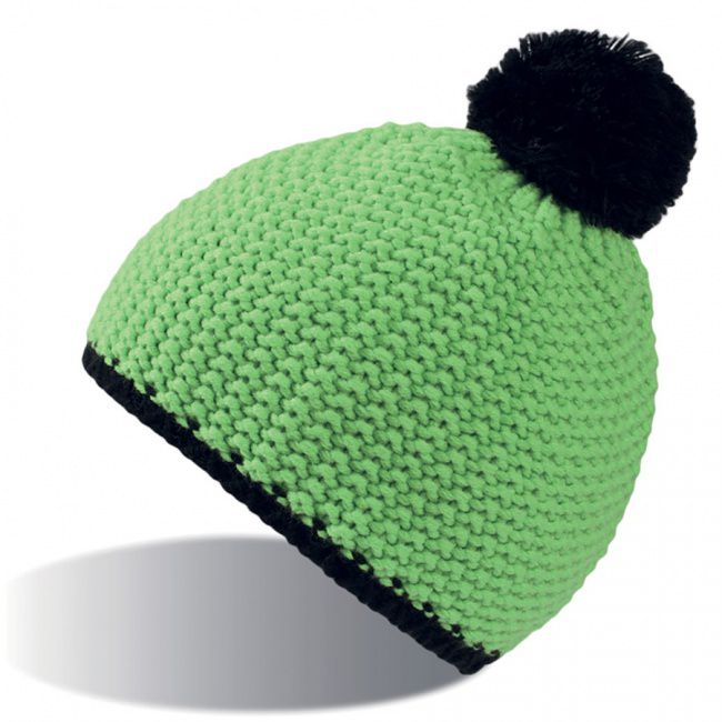 Шапка "PEAK",  зеленый неон/черный, верх: 100% акрил, подкладка: 100% полиэстер - фото от интернет-магазина подарков Хочу Дарю