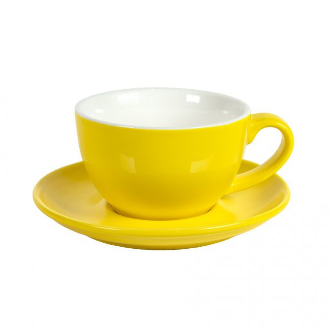 Чайная/кофейная пара CAPPUCCINO, желтый, 260 мл, фарфор - фото от интернет-магазина подарков Хочу Дарю