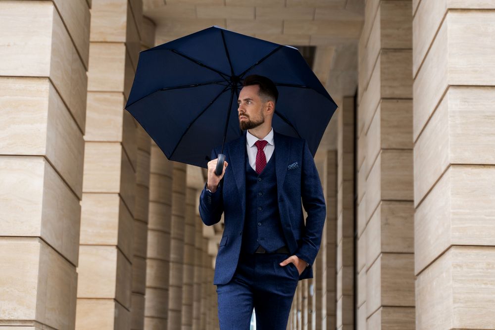 Складной зонт Palermo, темно-синий - фото от интернет-магазина подарков Хочу Дарю