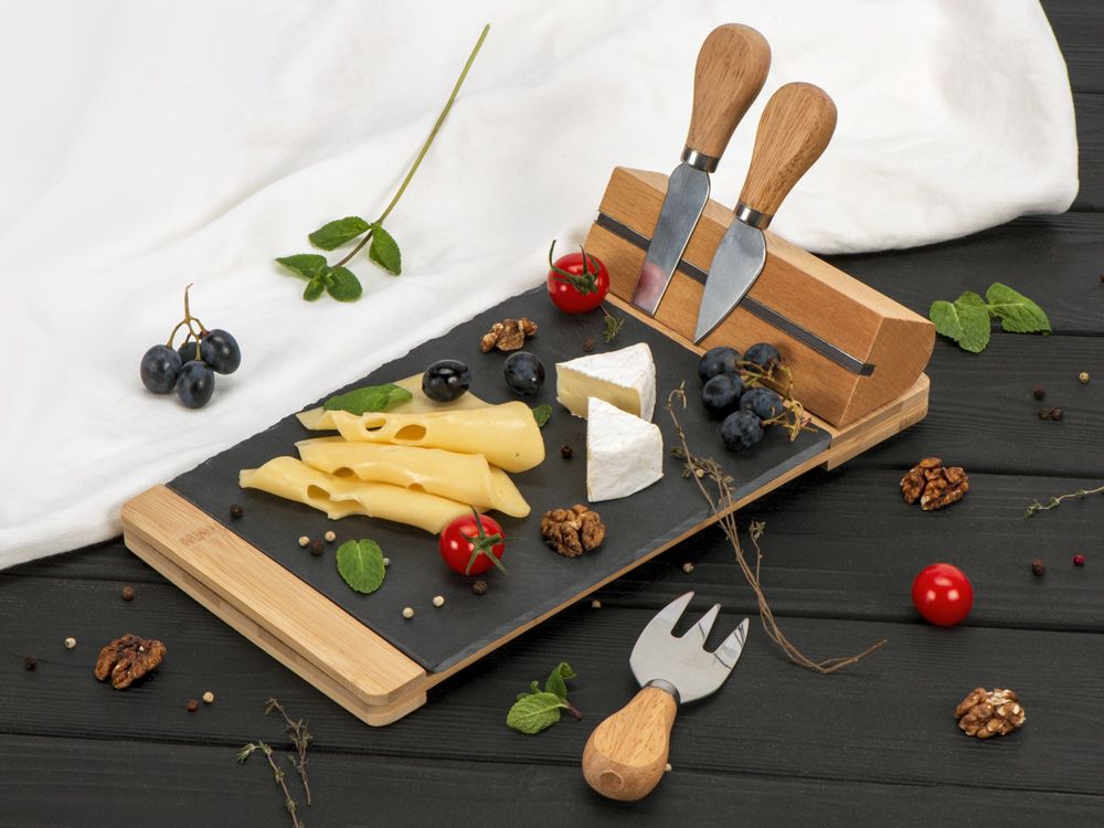 Набор для сыра из бамбука и сланца Taleggio - фото от интернет-магазина подарков Хочу Дарю