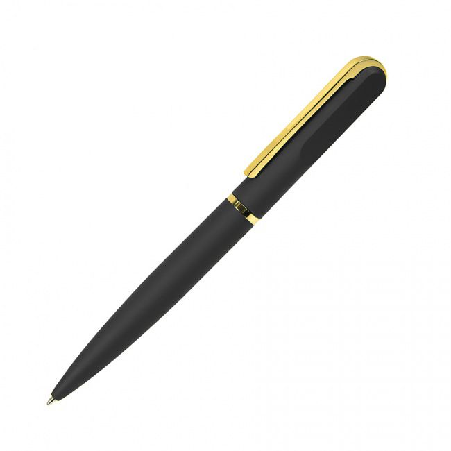 FARO, ручка шариковая, черный/золотистый, металл, пластик, софт-покрытие - фото от интернет-магазина подарков ХочуДарю