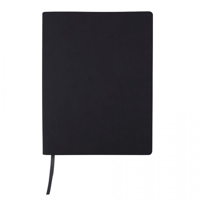 Бизнес-блокнот "Biggy", B5 формат, черный, серый форзац, мягкая обложка, в клетку - фото от интернет-магазина подарков Хочу Дарю
