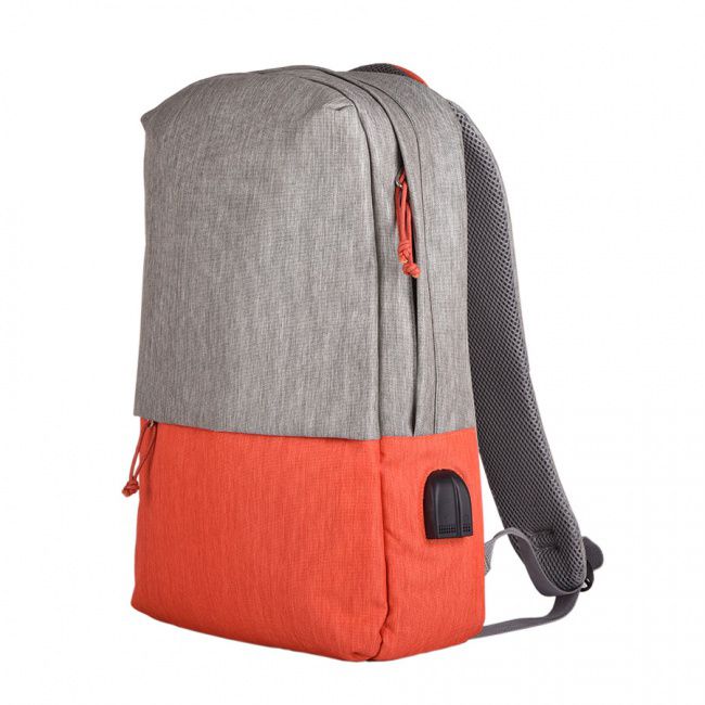 Рюкзак "Beam", серый/оранжевый, 44х30х10 см, ткань верха: 100% полиамид, подкладка: 100% полиэстер - фото от интернет-магазина подарков Хочу Дарю