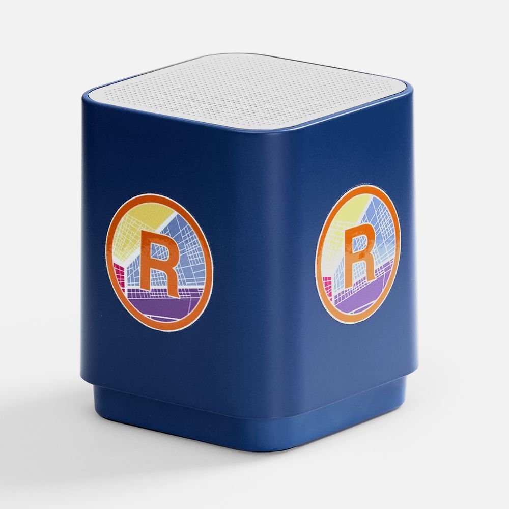 Беспроводная колонка с подсветкой логотипа Glim, синяя - фото от интернет-магазина подарков Хочу Дарю