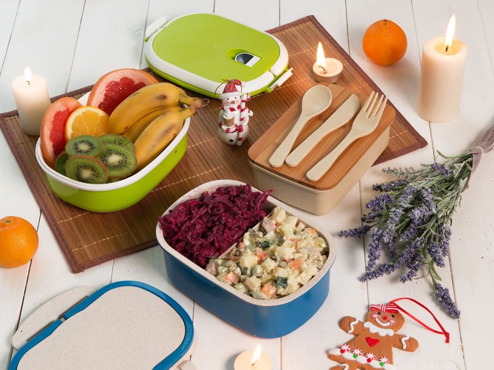 Ланч-бокс «Lunch» из пшеничного волокна с бамбуковой крышкой, бежевый - фото от ХочуДарю