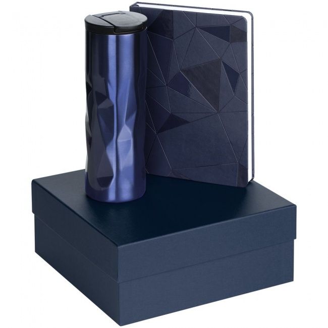 Набор Gems: ежедневник и термостакан, темно-синий - фото от интернет-магазина подарков ХочуДарю
