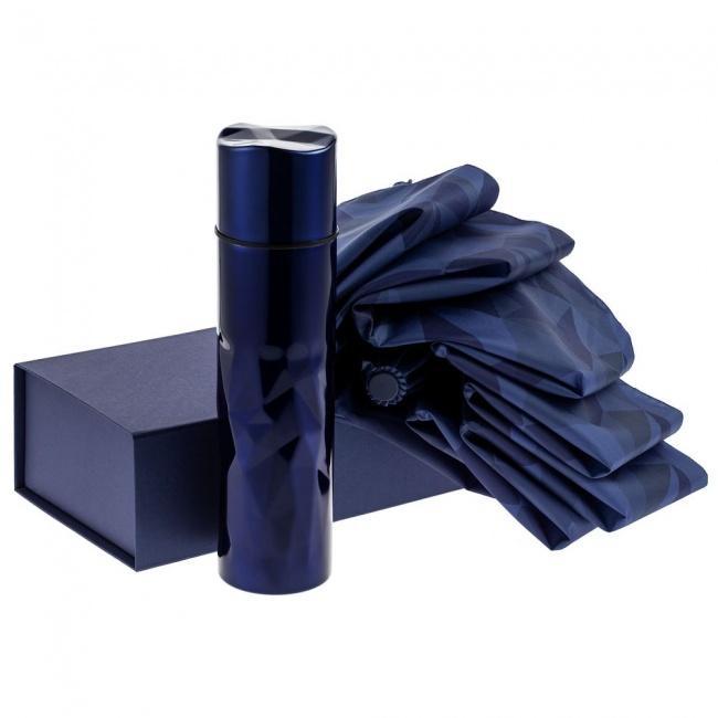 Набор Gems: зонт и термос, синий - фото от интернет-магазина подарков ХочуДарю
