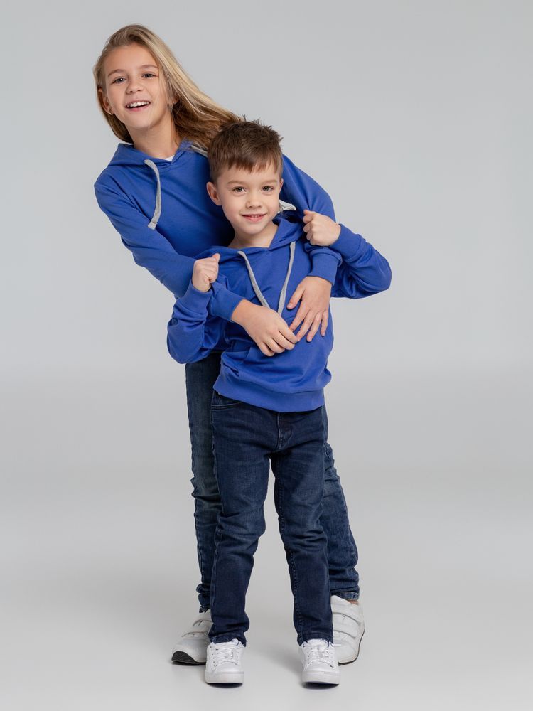Толстовка с капюшоном детская Kirenga Kids, ярко-синяя - фото от интернет-магазина подарков Хочу Дарю