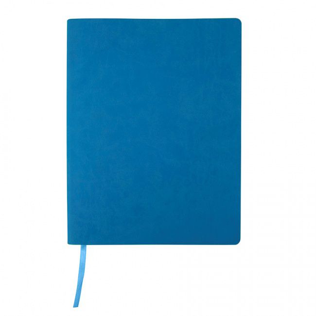 Бизнес-блокнот "Biggy", B5 формат, голубой, серый форзац, мягкая обложка, в клетку - фото от интернет-магазина подарков Хочу Дарю
