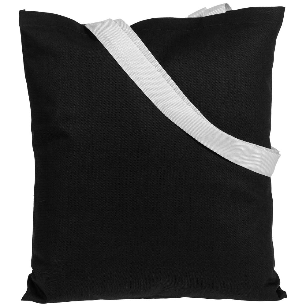 Холщовая сумка BrighTone, черная с белыми ручками - фото от интернет-магазина подарков Хочу Дарю