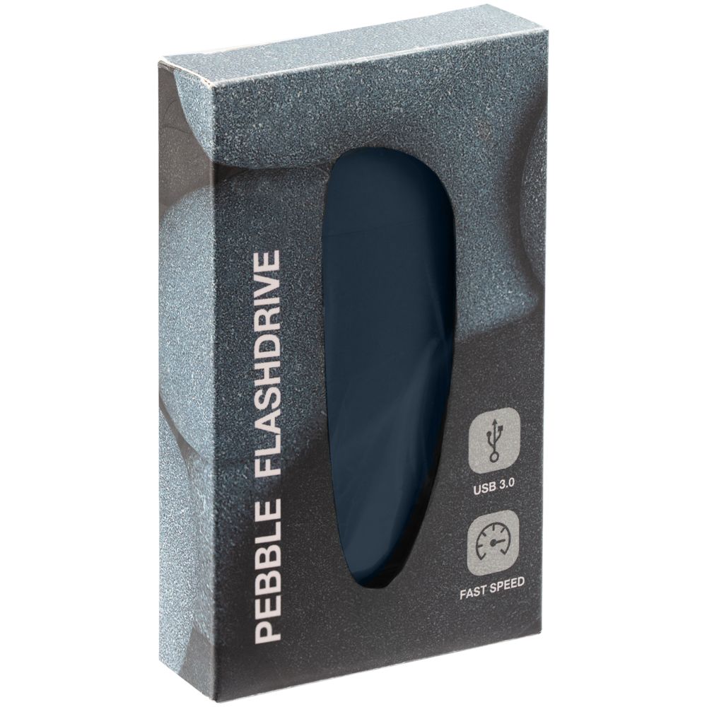 Флешка Pebble, серо-синяя, USB 3.0, 16 Гб - фото от интернет-магазина подарков Хочу Дарю