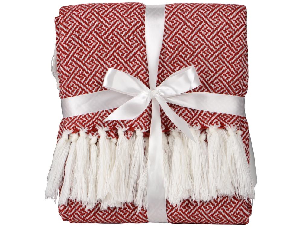 Плед акриловый красный с белой бахромой Tassel - фото от интернет-магазина подарков Хочу Дарю
