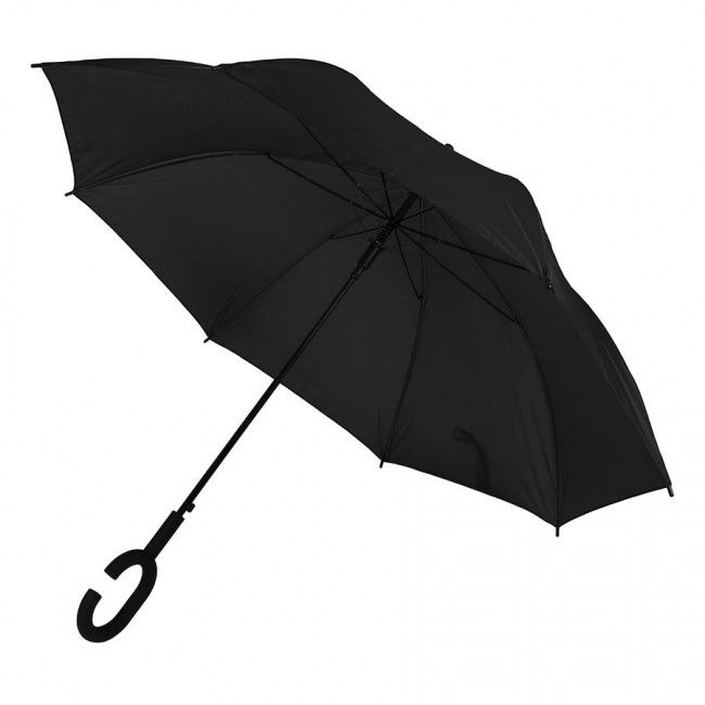 Зонт-трость HALRUM,  полуавтомат, черный, D=105 см, нейлон, пластик - фото от интернет-магазина подарков Хочу Дарю