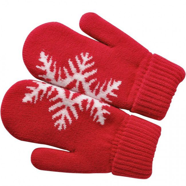 Варежки "Сложи снежинку!",  красный, М, акрил/флис внутри,  шеврон - фото от интернет-магазина подарков Хочу Дарю