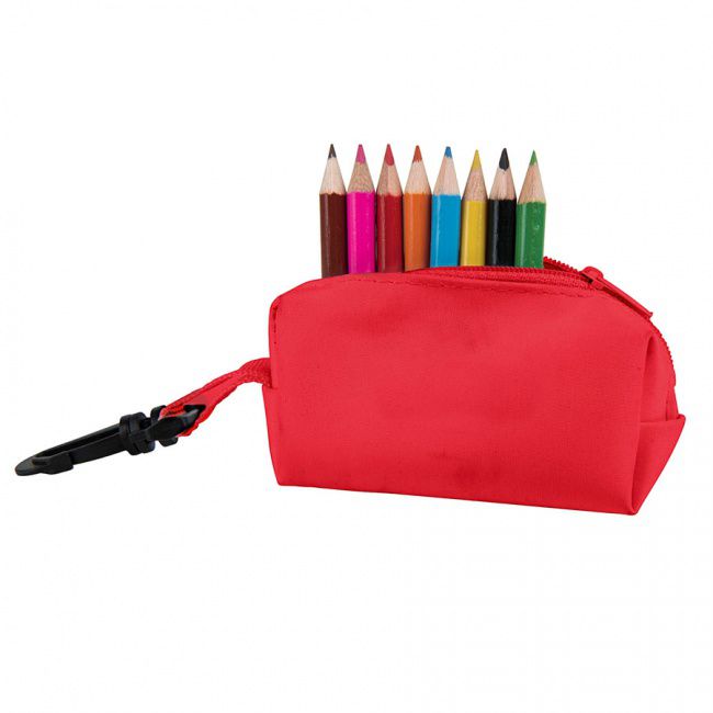 Набор цветных карандашей (8шт) с точилкой MIGAL в чехле, красный, 4,5х10х4 см, дерево, полиэстер - фото от интернет-магазина подарков Хочу Дарю