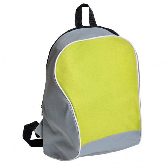 Промо-рюкзак "Fun"; серый с зеленым; 30х38х14 см; полиэстер; шелкография - фото от интернет-магазина подарков Хочу Дарю