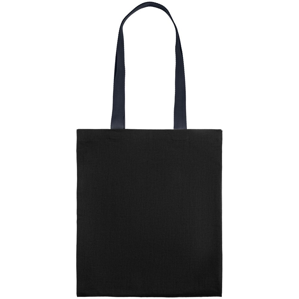Холщовая сумка BrighTone, черная с темно-синими ручками - фото от интернет-магазина подарков Хочу Дарю