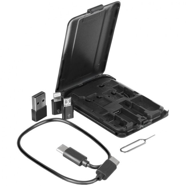 Органайзер с беспроводной зарядкой и набором адаптеров Octopod, черный - фото от ХочуДарю