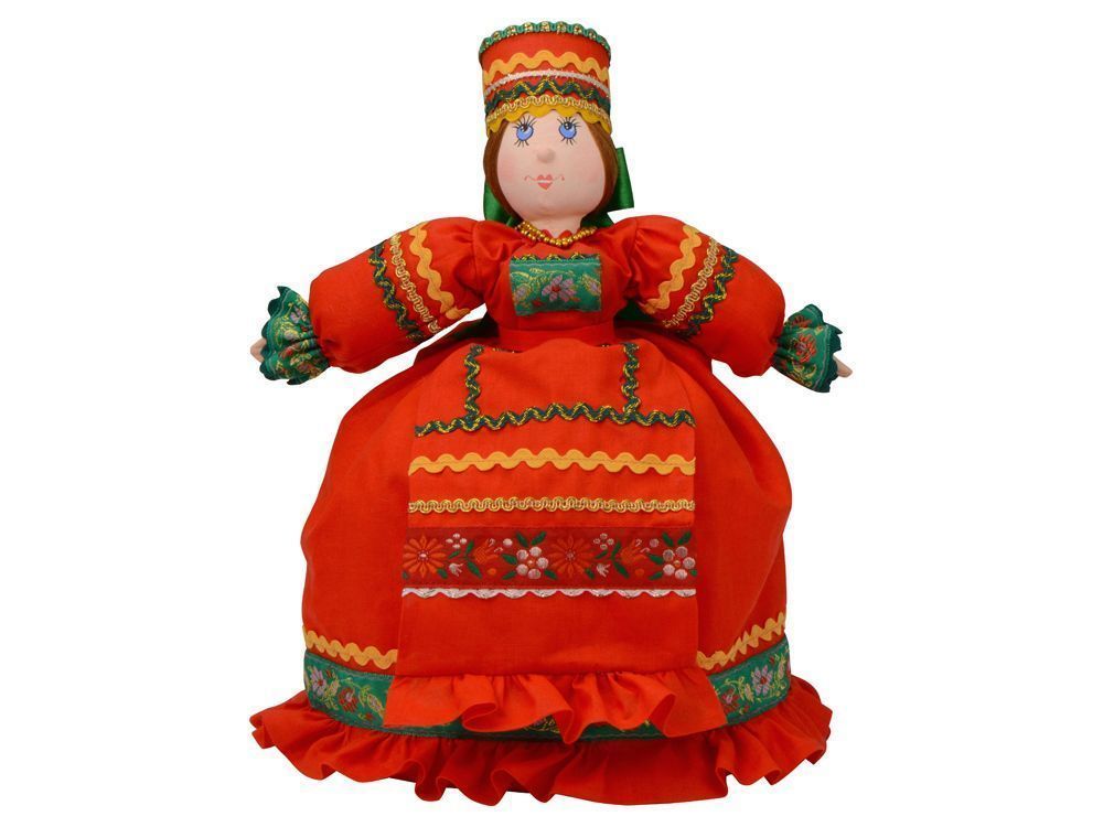 Подарочный набор Кремлевский: кукла на чайник, чайник заварной с росписью - фото от интернет-магазина подарков Хочу Дарю