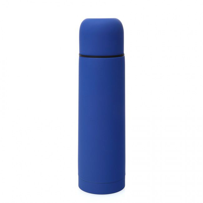 Термос вакуумный "Flask",сталь с покрытием софт тач, синий, 500 мл. - фото от интернет-магазина подарков Хочу Дарю