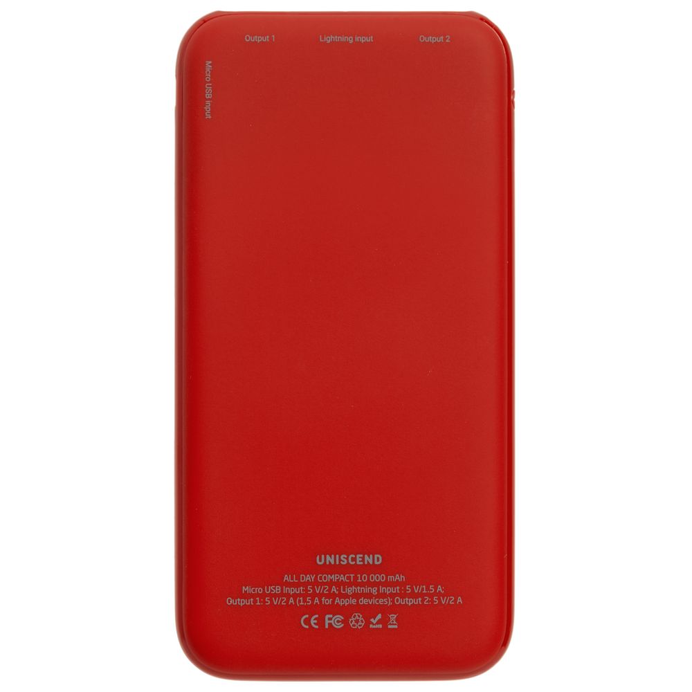 Внешний аккумулятор Uniscend All Day Compact 10000 мАч, красный - фото от интернет-магазина подарков Хочу Дарю