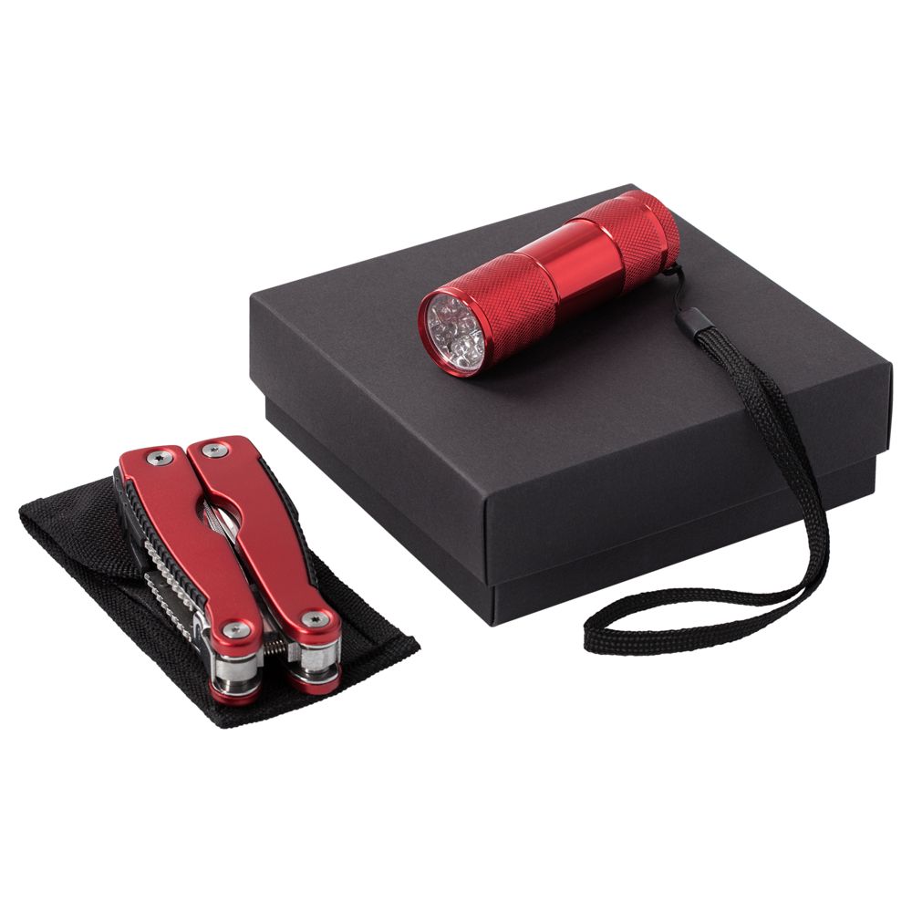 Набор Handmaster: фонарик и мультитул, красный - фото от интернет-магазина подарков Хочу Дарю