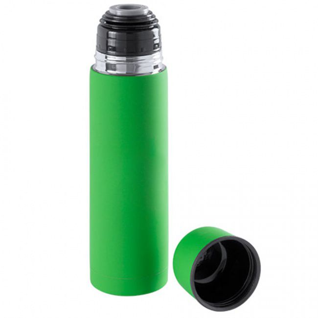 Термос вакуумный "Flask",сталь с покрытием софт тач, зеленый, 500 мл. - фото от интернет-магазина подарков Хочу Дарю