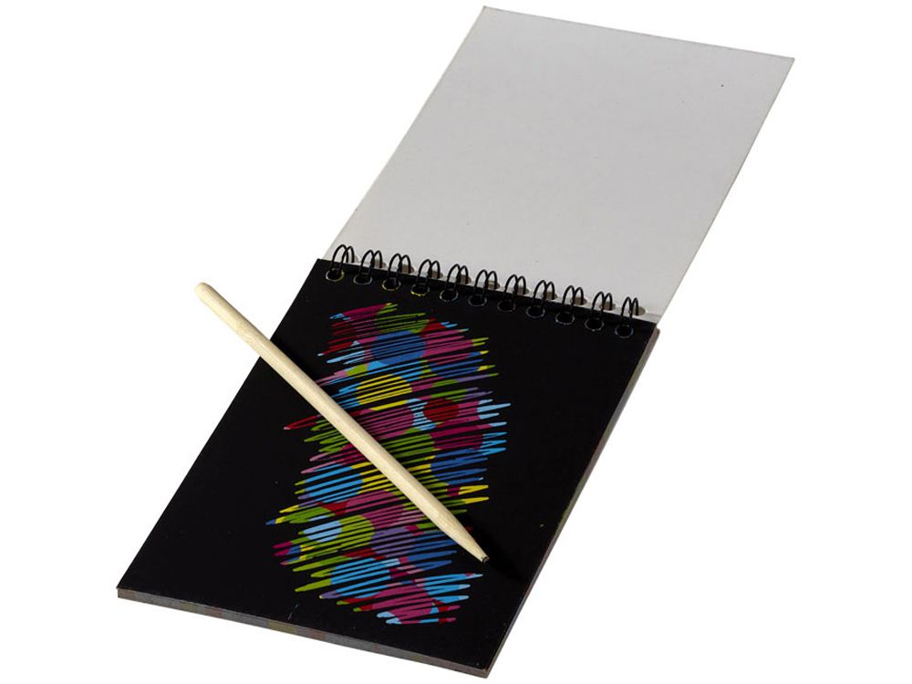 Цветной набор Scratch: блокнот, деревянная ручка - фото от интернет-магазина подарков Хочу Дарю