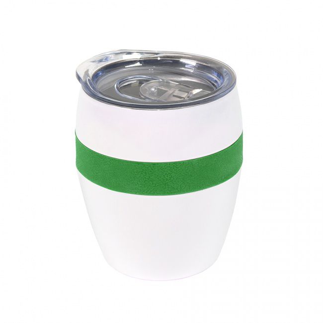 Термокружка LINE, белый/зеленый, сталь, 300 мл - фото от интернет-магазина подарков Хочу Дарю