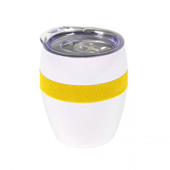 Термокружка LINE, белый/желтый, сталь, 300 мл - фото от интернет-магазина подарков Хочу Дарю