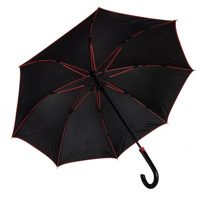 Зонт-трость "Back to black", полуавтомат, нейлон, черный с красным - фото от интернет-магазина подарков Хочу Дарю