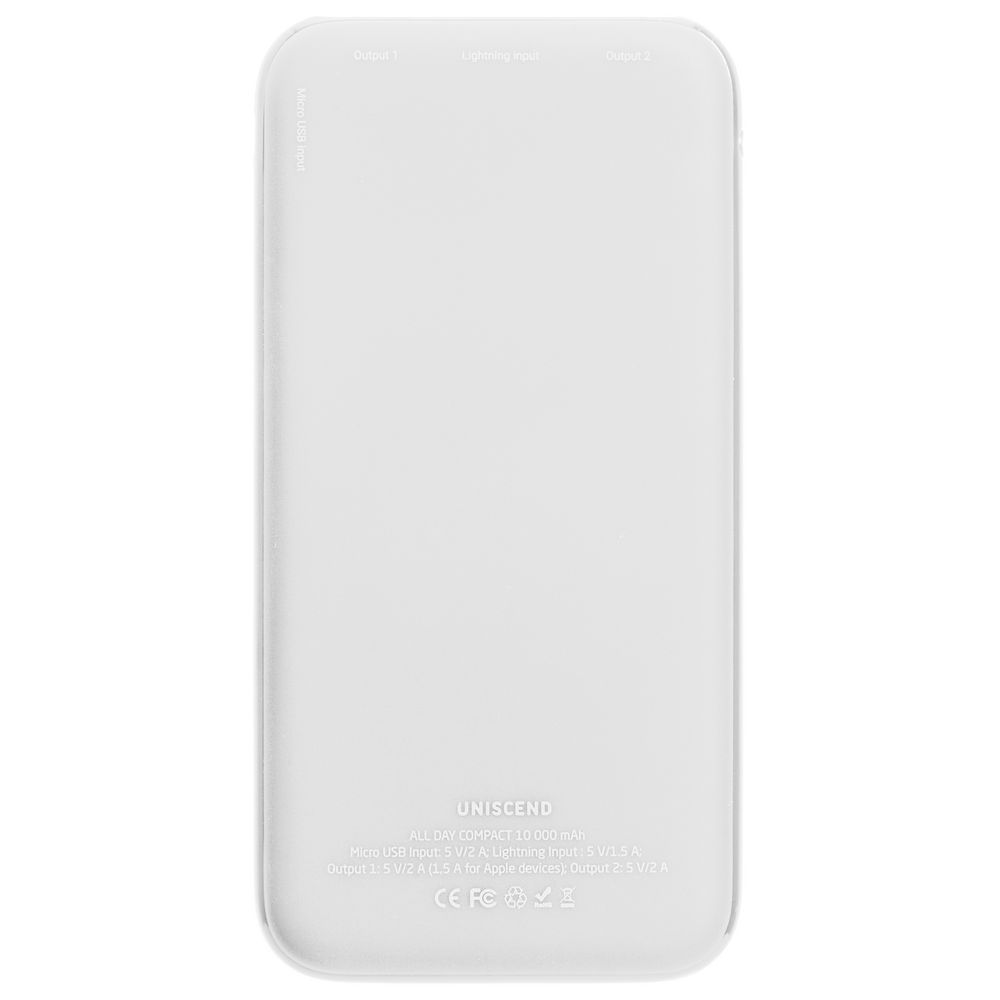 Внешний аккумулятор Uniscend All Day Compact 10000 мAч, белый - фото от интернет-магазина подарков Хочу Дарю