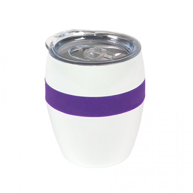 Термокружка LINE, белый/фиолетовый, сталь, 300 мл - фото от интернет-магазина подарков Хочу Дарю