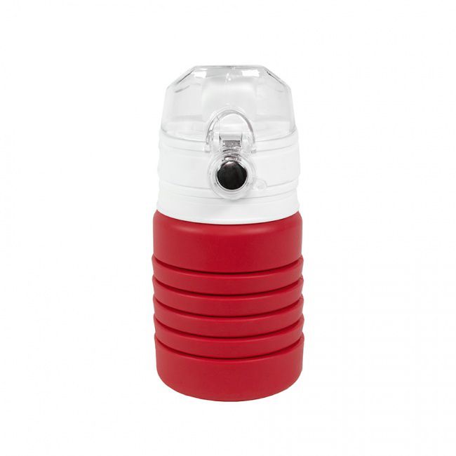 Бутылка для воды складная с карабином SPRING; 550/250 мл, силикон, красная - фото от интернет-магазина подарков Хочу Дарю
