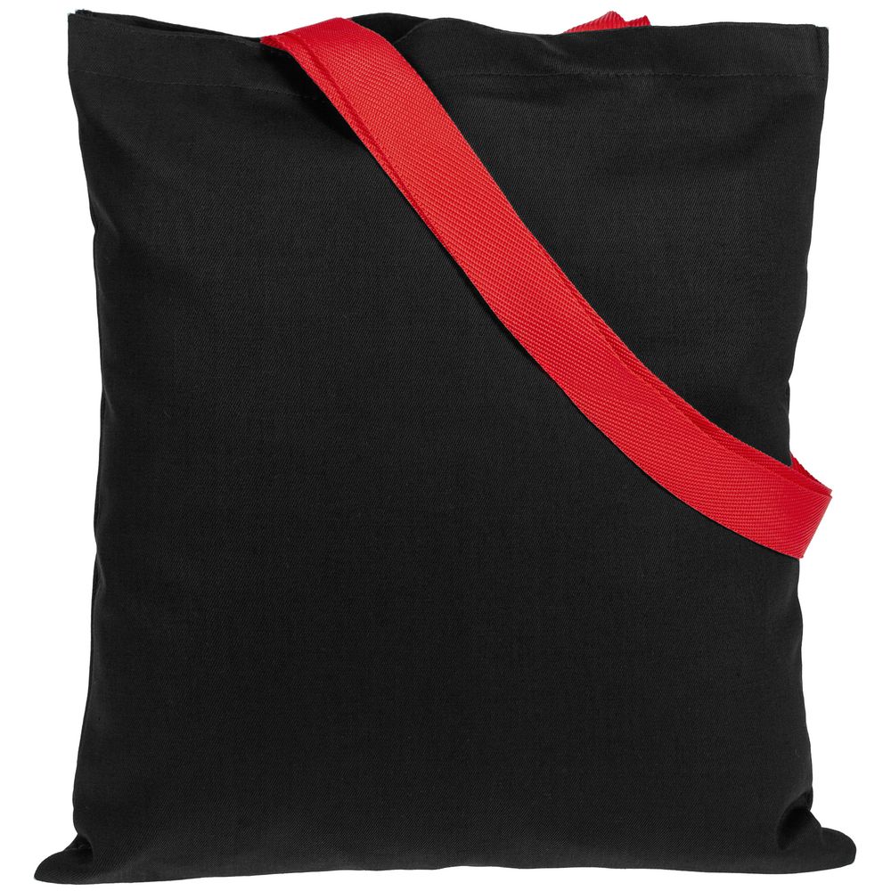 Холщовая сумка BrighTone, черная с красными ручками - фото от интернет-магазина подарков Хочу Дарю