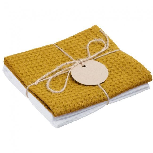 Набор кухонных полотенец Good Wipe, белый с желтым - фото от интернет-магазина подарков Хочу Дарю