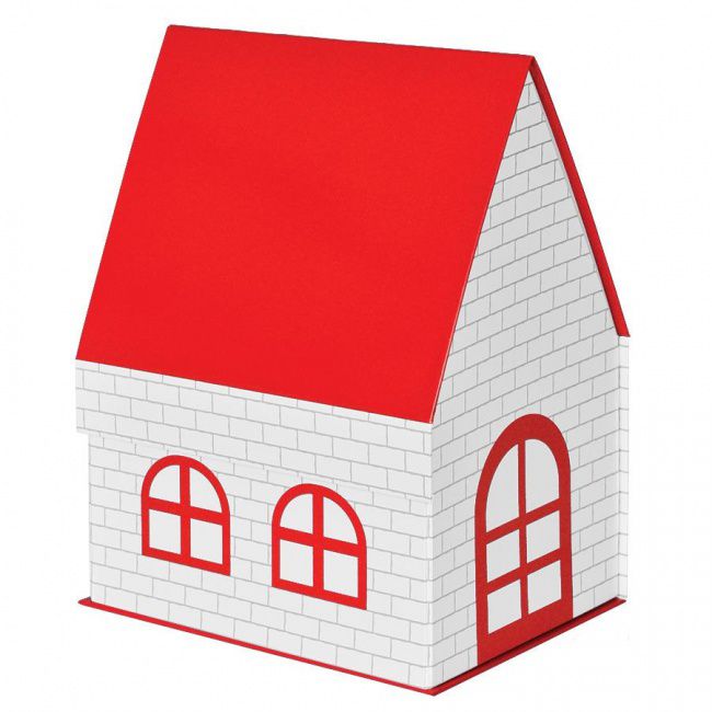 Коробка подарочная "ДОМ"  складная,  красная,  15*21*27 см,  кашированный картон, тиснение - фото от интернет-магазина подарков ХочуДарю
