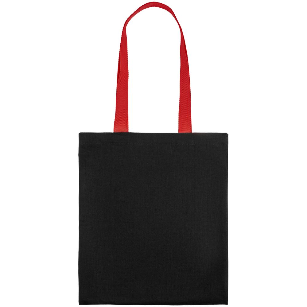 Холщовая сумка BrighTone, черная с красными ручками - фото от интернет-магазина подарков Хочу Дарю