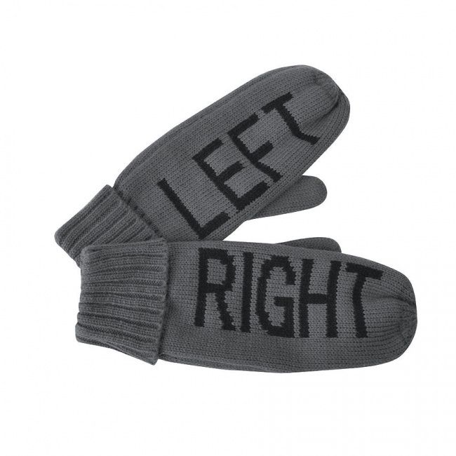 Варежки "LEFT&RIGHT",  серый, L, акрил/флис внутри,  шеврон - фото от интернет-магазина подарков Хочу Дарю