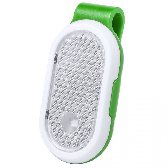 Светоотражатель с фонариком на клипсе HESPAR, зеленый, пластик - фото от интернет-магазина подарков Хочу Дарю