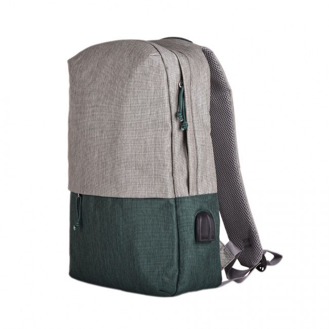 Рюкзак "Beam", серый/зеленый, 44х30х10 см, ткань верха: 100% полиамид, подкладка: 100% полиэстер - фото от интернет-магазина подарков Хочу Дарю