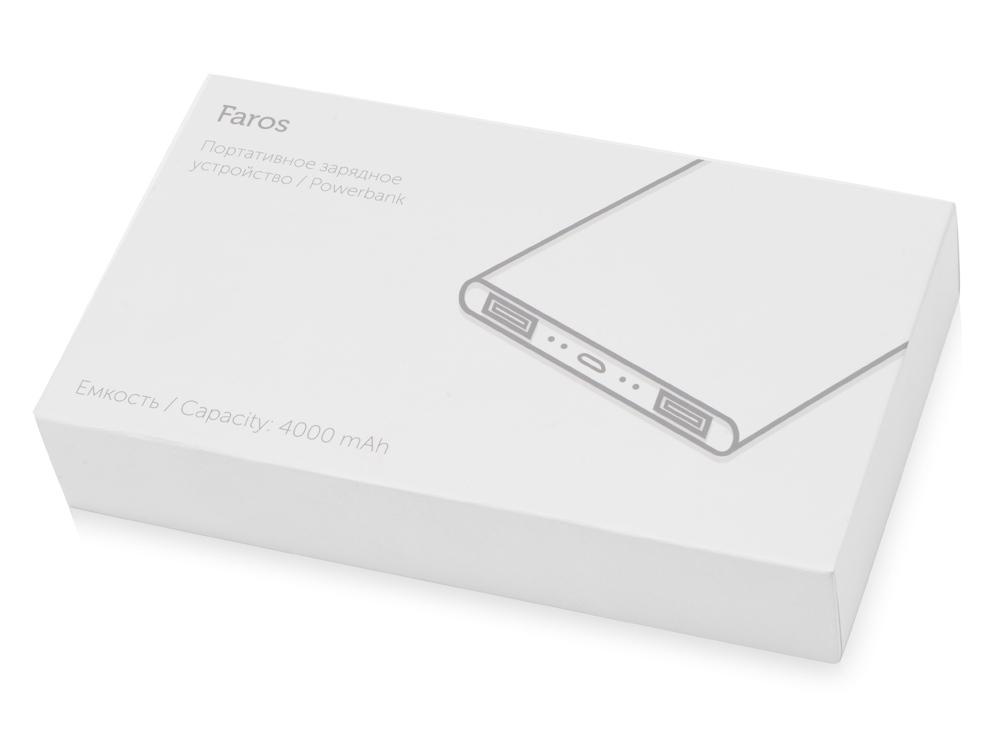 Портативное зарядное устройство с белой подсветкой логотипа Faros, soft-touch, 4000 mAh - фото от интернет-магазина подарков Хочу Дарю