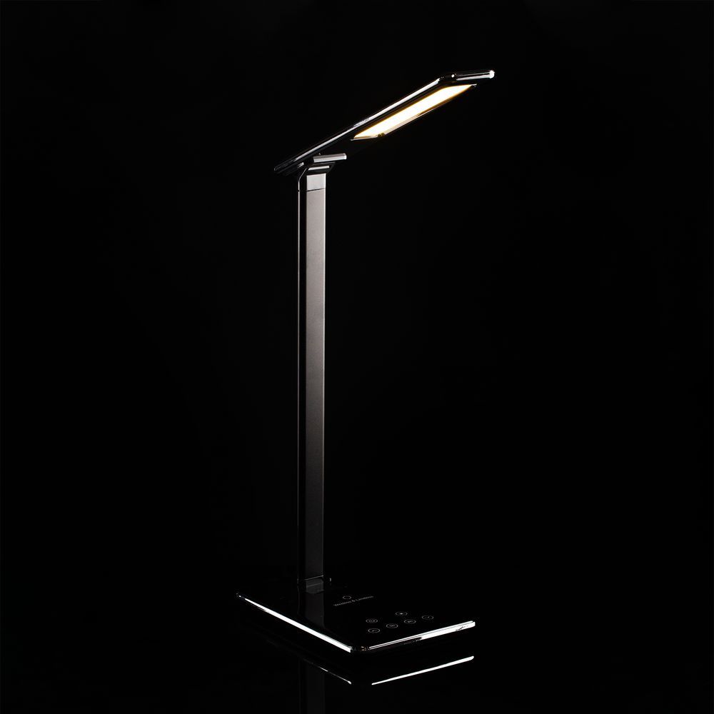 Настольная лампа с беспроводной зарядкой Power Spot, черная - фото от интернет-магазина подарков Хочу Дарю