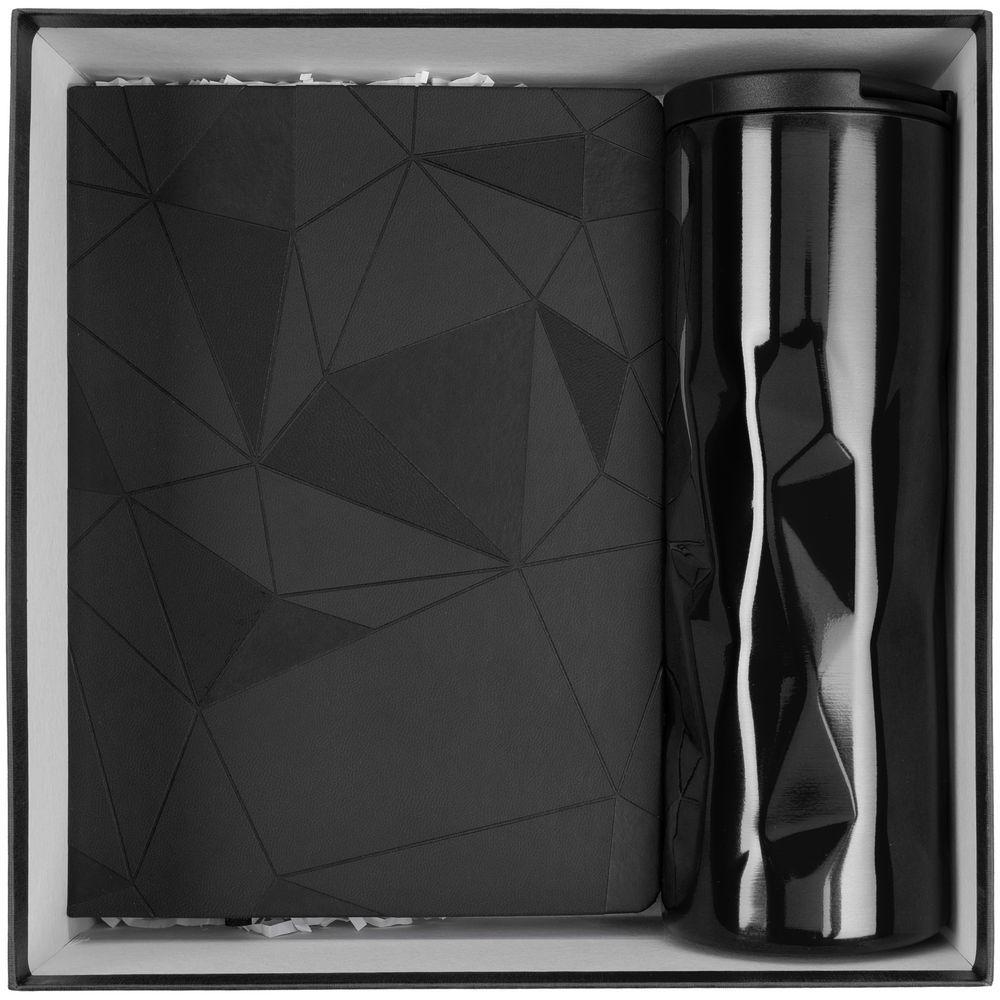 Набор Gems: ежедневник и термостакан, черный - фото от интернет-магазина подарков ХочуДарю