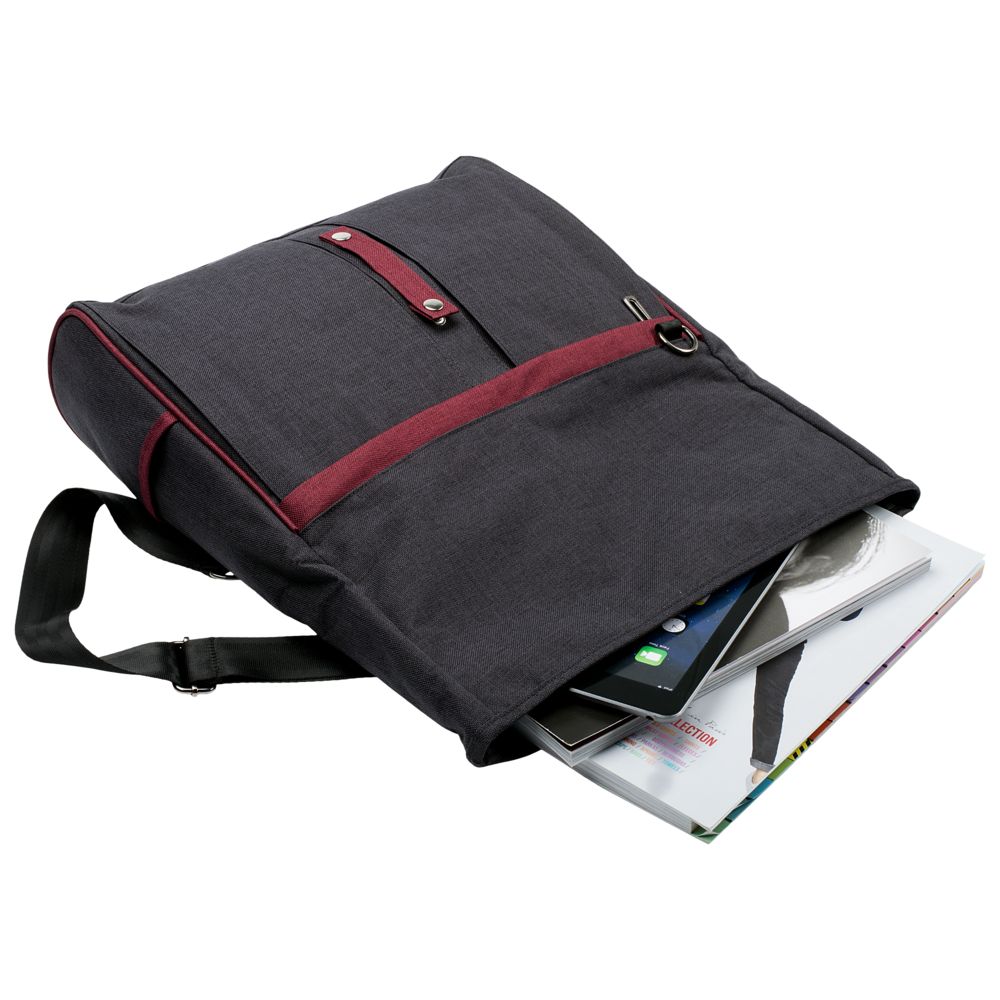 Сумка для ноутбука 2 в 1 twoFold, серая с бордовым - фото от интернет-магазина подарков Хочу Дарю