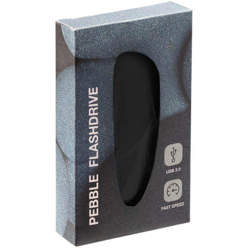 Флешка Pebble, черная, USB 3.0, 16 Гб - фото от интернет-магазина подарков Хочу Дарю